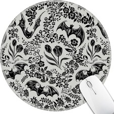 Goth Bat Floral Mouse Pad for Desk, Gothic Small Cute Mousepad with Non-Slip picture