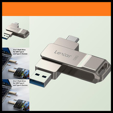 Lexar D40E 128GB Dual USB 3.2 Gen 1 Type-C Jump Drive, Champagne Silver picture