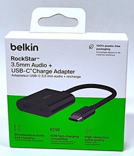 Belkin RockStar 3.5mm Audio + USB-C Charge Adapter 60W NPA004btBK NEW picture