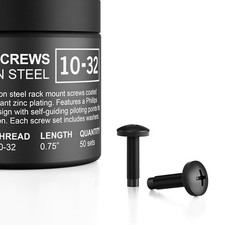 Premium Carbon Steel 10/32 Rack Screws and Nylon Washers, 50-Piece Set picture