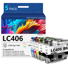 LC406 Ink Cartridge (5Pack, 2BK/CMY) | Work for MFC-J4335DW,MFC-J5855DW Printer picture