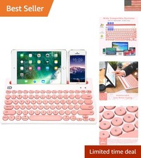 Whisper-Quiet Portable Pink Bluetooth Keyboard with 20m Range for Versatile Use picture