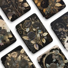 Victorian Black Rose Scroll Floral Rustic Goth Kindle Paperwhite 7