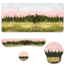 4in1 Forest Meadow Watercolor Pine Landscape Large Desk Mat Mouse Pad Set picture