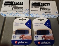 10 Verbatim 97088 8GB Flash Drive USB 2.0 Microban Retractable Connector Blue picture
