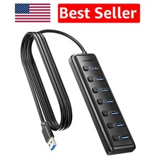 Sleek USB 3.0 7-Port Hub - Ultra-Thin Design with 3.3ft Cable for Versatile Use picture