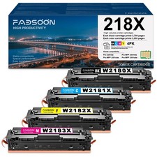 FADSOON® Compatible 218X Toner with Chip for HP MFP 3301 3201 Printers – 4 Pack picture