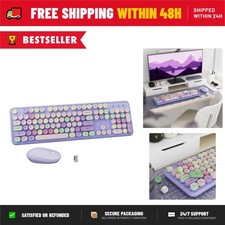 FCPLU Wireless Keyboard and Mouse Combo Purple Colorful 2.4GHz Full-Size picture
