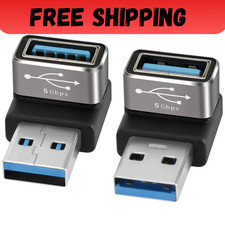 90 Degree USB 3.0 Adapter 2 Pack, Up and Down Right Angle USB A Male to Female picture