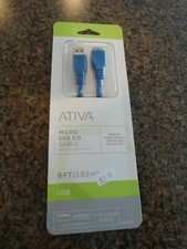 New ATIVA Micro USB 3.0 Cable 6FT USB A/ Micro B Item # 482-002 picture