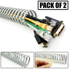 2x Flexible Adhesive Spiral Cable Cord Wire Holder Duct Organizer 500x35x33mm picture