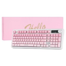 G820 98Key Pink White Gradient Wireless Keyboard Bluetooth/2.4G/USB TriMode picture