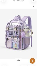 LOVELOOK Clear Purple School Backpack  15.6” Laptop 23l New sealed  picture