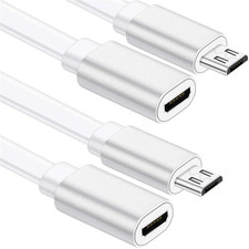 2 Pk Micro USB Extension Cord Compatible with Wyze Cam (White) picture