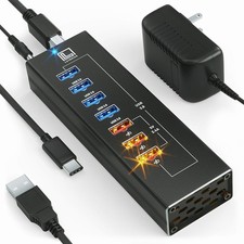 Powered USB Hub - Multi-Port USB Hub with 7 USB 3.0 Ports, 3 Fast Charging USB 3 picture