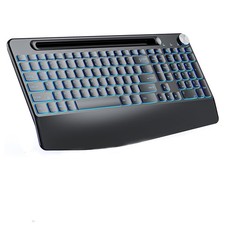 2.4G Wireless Silent Keyboard Rechargeable Backlit Phone Holder Wrist Rest picture
