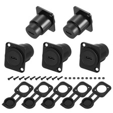 5Pcs Type C Panel Mount Coupler, D-Type USB C Pass Through 10Gbps Black picture