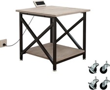 Large Printer Stand with Power Outlet, with Storage Shelf, 2 Tier Rolling Pri... picture