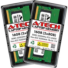 A-Tech 16GB 2x 8GB PC5-41600 DDR5 5200 MHz Non-ECC SODIMM Laptop Memory RAM x2 picture