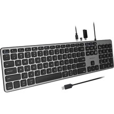 Macally UCZKEYHUBACSG USB C Wired Keyboard With USB A And USB C Hub Space Gray picture