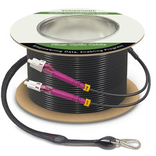 200 Feet (61 Meters) Armored OM4 LC to LC Fiber Patch Cables, 10Gb/40Gb/100Gb Mu picture