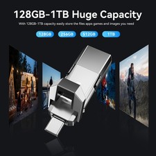 Kootion USB 3.2 Gen1 USB-C/ USB-A 128GB Metal Flash Drive Memory Stick PenDrive picture