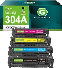 GREENBOX Reowned Remanued 304A Toner Cartridge Replacement for HP 304A 4 Pk-KCMY picture