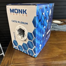 MONK CABLES CAT6 BLK Plenum Cable 1000ft UTP, 23AWG, 550MHz DSX-8000 Certified  picture