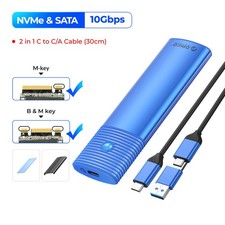 ORICO Dual Protocol M.2 SSD Enclosure, USB 3.2 10Gbps Adapter with 2-in-1 Cable picture