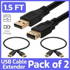2 Pack USB Extension Cable 1.5 Feet USB Cable Extender Cord SuperSpeed USB 3.0 picture