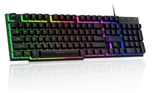 GEODMAER 104 Keys Gaming Keyboard, Full Size LED Backlit Wired Keyboard with Mul picture