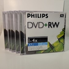 Philips DVD+RW Re-Writable 5 Pack 120 Min 4.7 GB 1x-4x New Open Box READ Bs286 picture