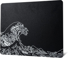 XVX Glass Gaming Mouse Pad, Black Kanagawa Hard Mousepads for Gaming,Professiona picture