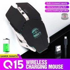 Wireless Gaming Mouse (GAMER FANATIC) Q15 RGB LED Ergonomic Lightweight Black picture