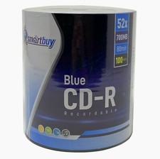 100 Pack Smartbuy Super Blue CD-R 52X 700MB/80Min Logo Blank Recordable Disc picture