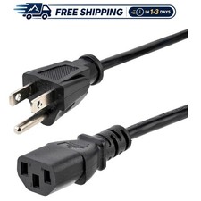 Durable 15ft Black AC Power Cord for Printers and PCs - NEMA 5-15P to C13 picture