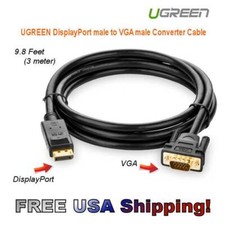 UGREEN DisplayPort Male to VGA Male Cable Gold Plated  10ft / 3m - USA STOCK picture