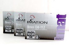 Lot of 3 - Imation 8mm Data 8 Tape D8-112 / Black Watch 10GB / 5GB - Sealed picture