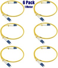 6 Pack 1M 3Ft LC UPC to LC UPC Duplex 9/125 Single Mode Fiber Optic Patch Cable picture