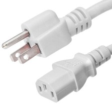 20 PACK LOT 5ft 5-15P - C13 White Power Cord 18AWG 10A/1250W 125V 3-Prong 1.5M picture