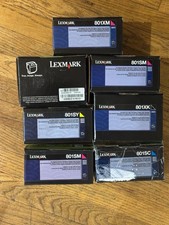 LOT OF GENUINE SET LEXMARK XTRA-HI-YLD TONER 801XK 801SC 801SM 801XM picture