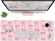 Pink Mouse Pad, Large Pink Desk Mat Bows Computer Mat, Gaming Keyboard and Mouse picture