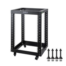 RIVECO 15U Server Rack Floor Standing Open Frame with Wheels- Rack, black picture
