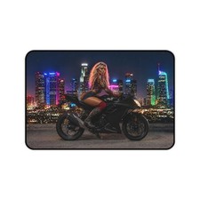 Kawasaki Ninja Neon City Biker Chic Desk Mat  Motorcycle Gaming Mouse Pad picture