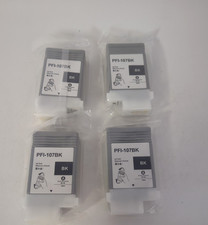 LOT OF 4 PFI-107BK BLACK INK TANK 130ml INKJET CARTRIDGE COMPATIBLE CANON picture
