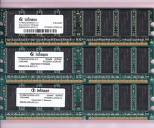 768MB 3x256MB PC-3200 INFINEON HYS64D32300GU-5-C DDR-400 DDR1 CL3 Ram Memory KIT picture