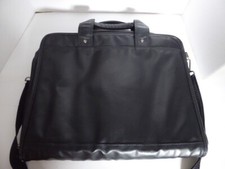 Black Vinyl Messenger/Shoulder Bag Handles Strap Zipper 3 Ring Binder Calculator picture