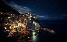 Landscape nature italy manarola town city lights starry Custom Gaming Mat Desk picture