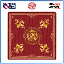 Chinese Dragon Mahjong Mat 31.5x31.5 in Red Gold Anti Slip Noise Reduction Table picture