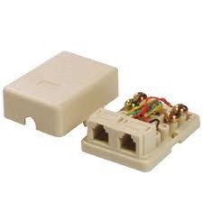 Steren 300-146IV Telephone Surface Jack Dual Modular Ivory RJ11 picture